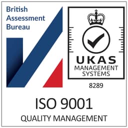 ISO 9001:2015 Quality Management, certified by the British Assessment Bureau